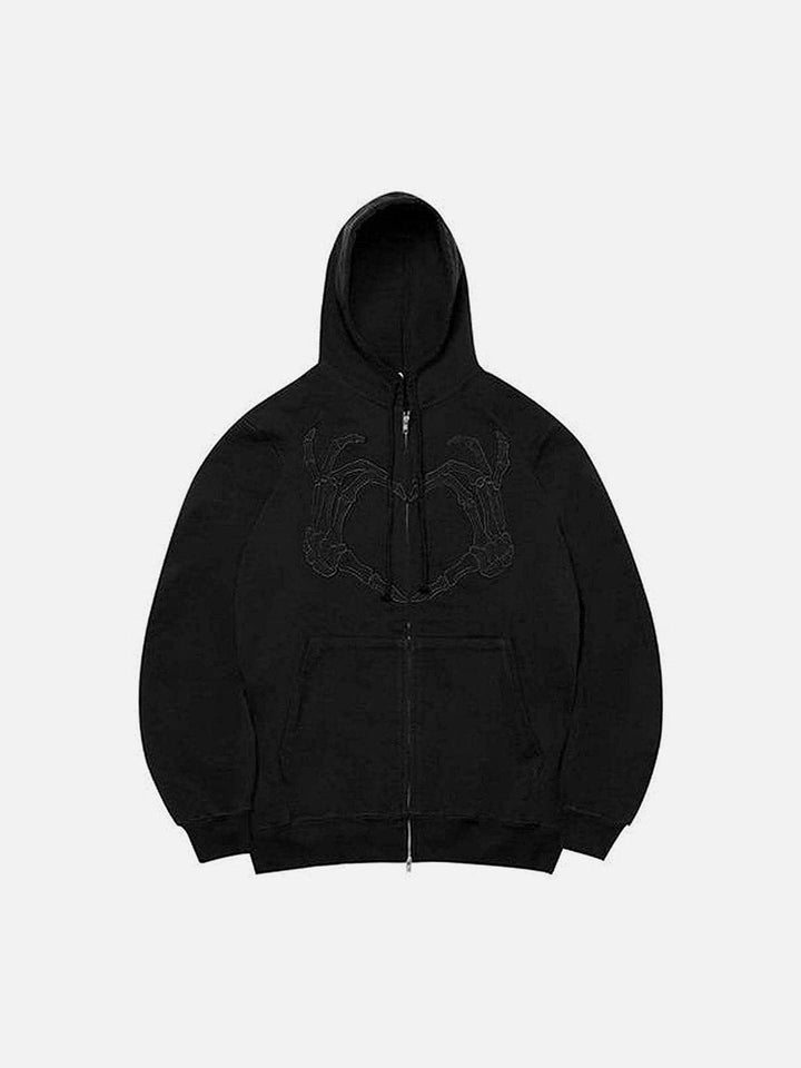 Thesclo - Embroidery Heart Skeleton Hoodie - Streetwear Fashion - thesclo.com