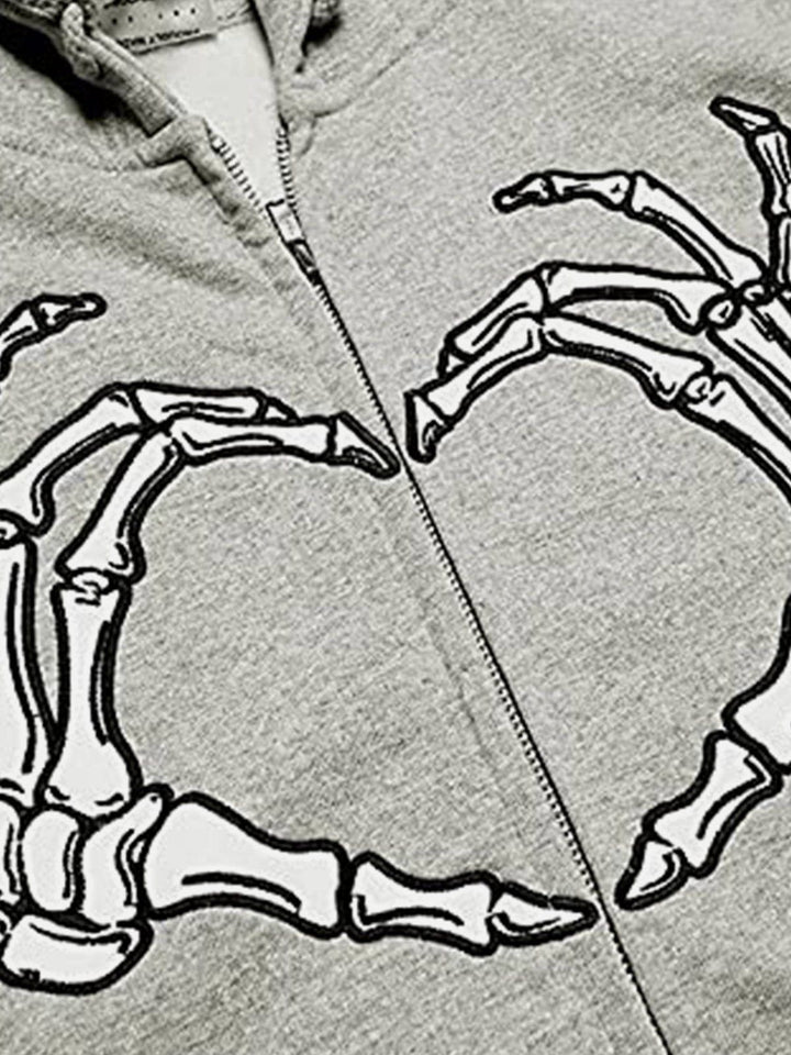 Thesclo - Embroidery Heart Skeleton Hoodie - Streetwear Fashion - thesclo.com