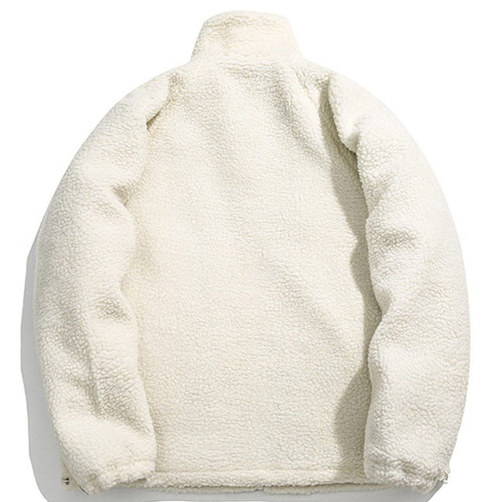 Thesclo - Embroidery Letter Sherpa Winter Coat - Streetwear Fashion - thesclo.com