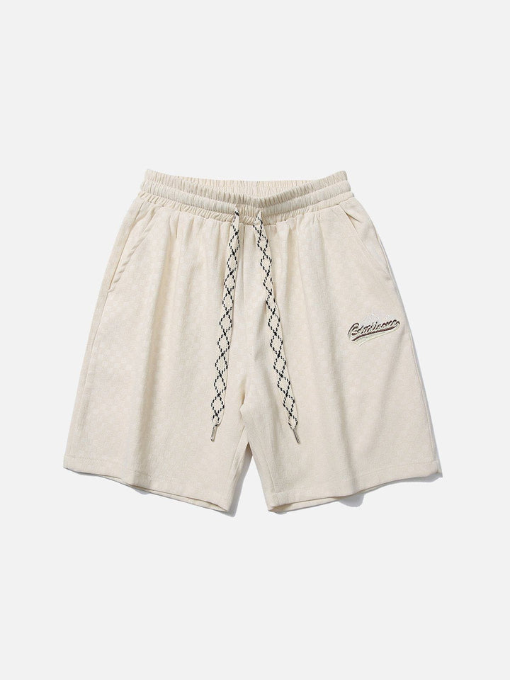 Thesclo - Embroidery Mountain Plaid Shorts - Streetwear Fashion - thesclo.com