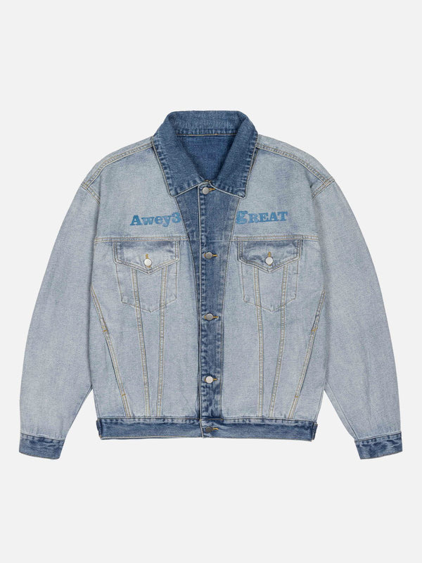 Thesclo - Embroidery Patchwork Denim Jacket - Streetwear Fashion - thesclo.com