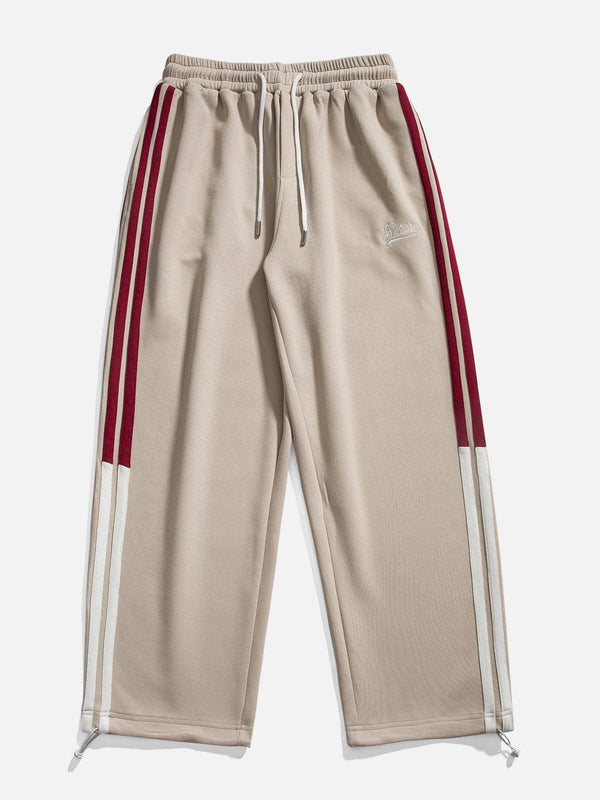 Thesclo - Embroidery Stripe Patchwork Sweatpants - Streetwear Fashion - thesclo.com