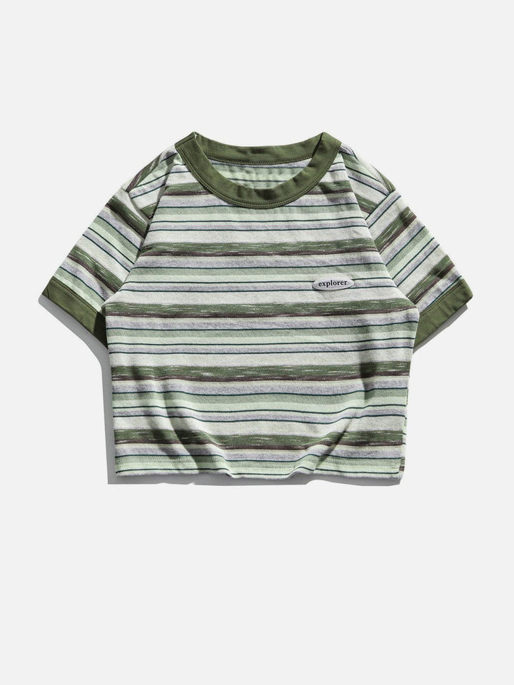 Thesclo - "Explorer" Stripe Crop Tee - Streetwear Fashion - thesclo.com