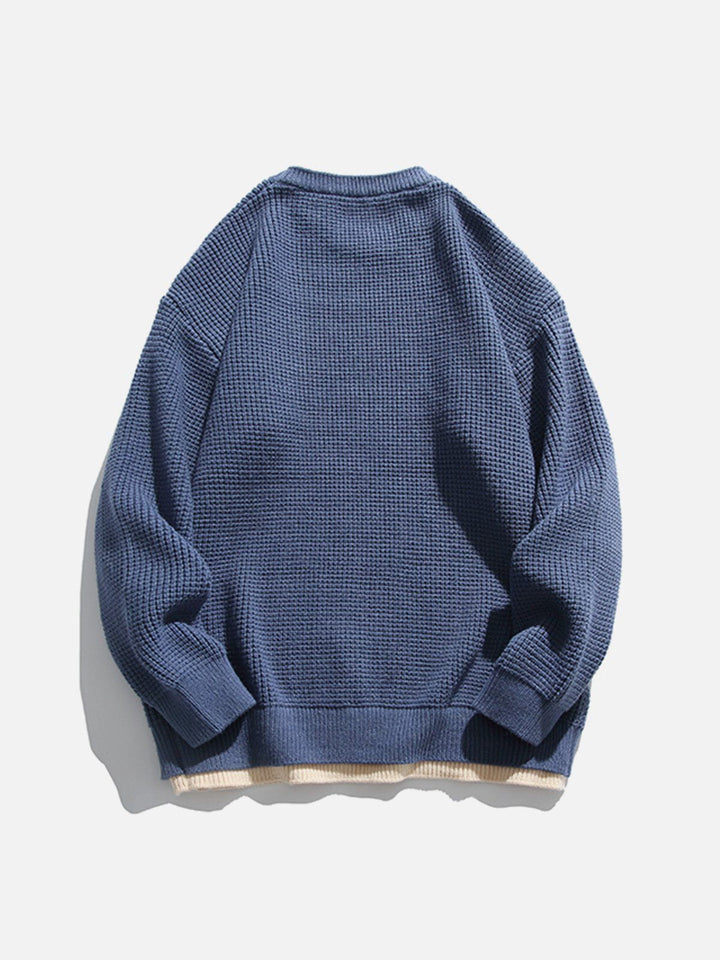 Thesclo - Faux Two-Piece Waffle Sweater - Streetwear Fashion - thesclo.com