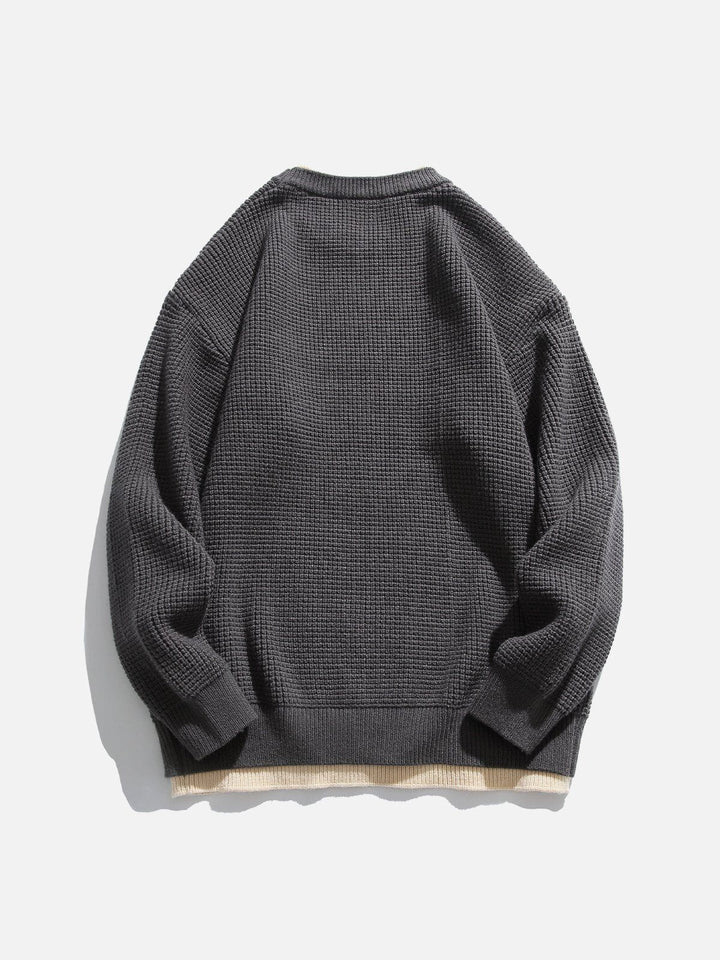 Thesclo - Faux Two-Piece Waffle Sweater - Streetwear Fashion - thesclo.com