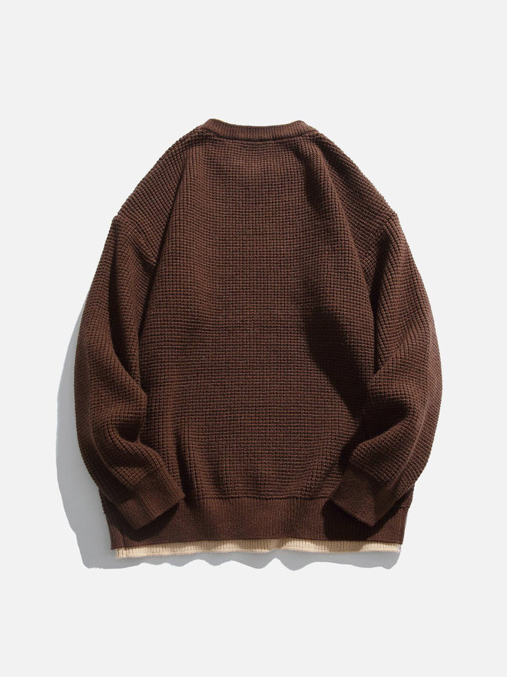 Thesclo - Faux Two-Piece Waffle Sweater - Streetwear Fashion - thesclo.com