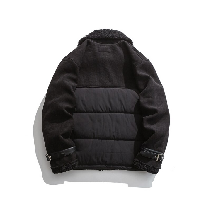 Thesclo - Faux Wool Black Jacket - Streetwear Fashion - thesclo.com