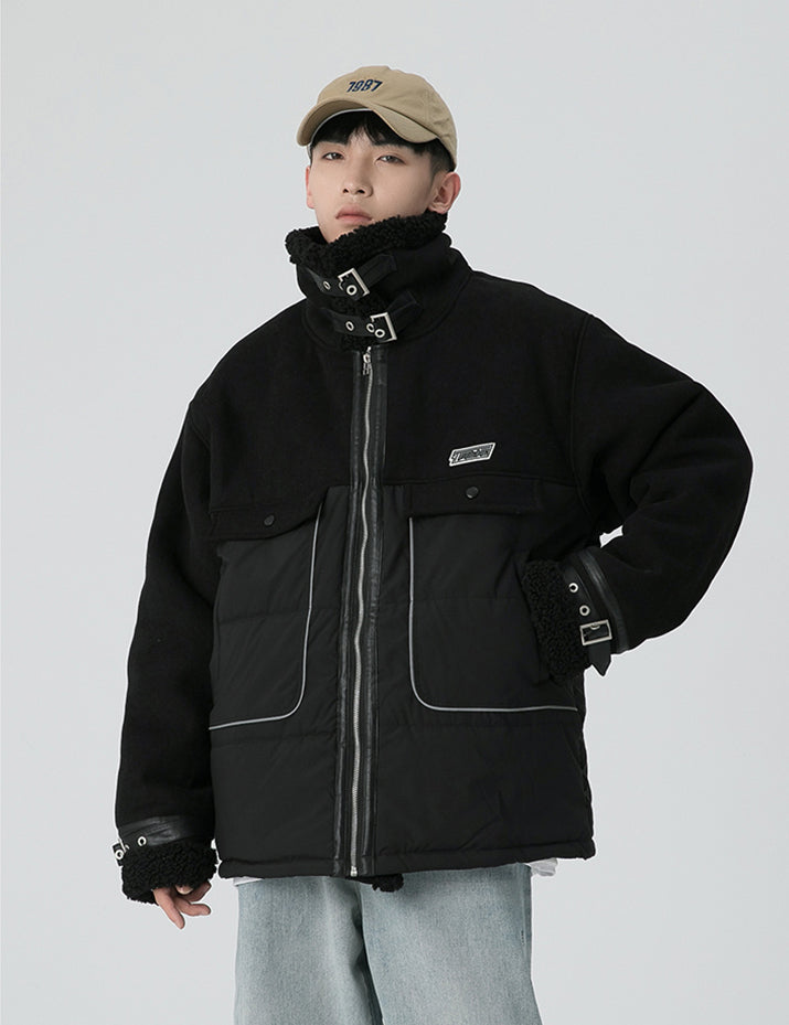 Thesclo - Faux Wool Black Jacket - Streetwear Fashion - thesclo.com