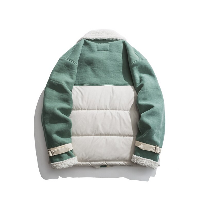 Thesclo - Faux Wool Green Jacket - Streetwear Fashion - thesclo.com