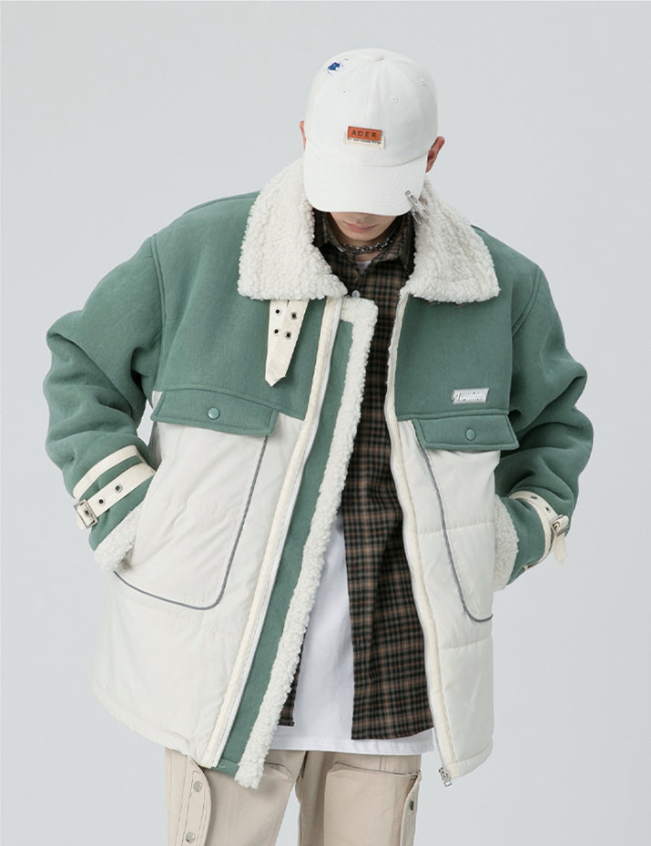 Thesclo - Faux Wool Green Jacket - Streetwear Fashion - thesclo.com