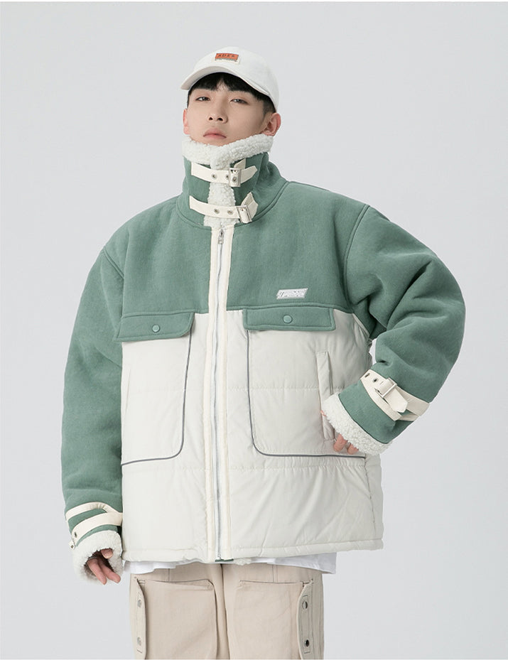 Thesclo - Faux Wool Green Jacket - Streetwear Fashion - thesclo.com