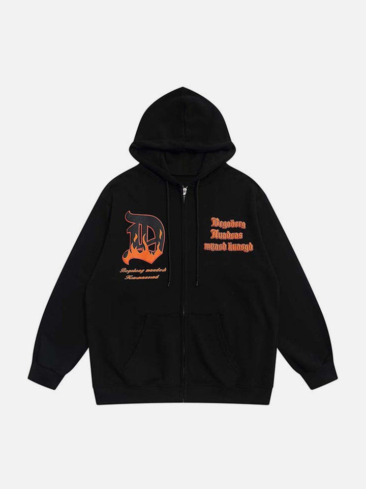 Thesclo - Flame Letters Foam Hoodie - Streetwear Fashion - thesclo.com