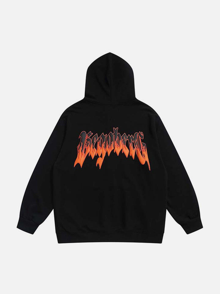 Thesclo - Flame Letters Foam Hoodie - Streetwear Fashion - thesclo.com