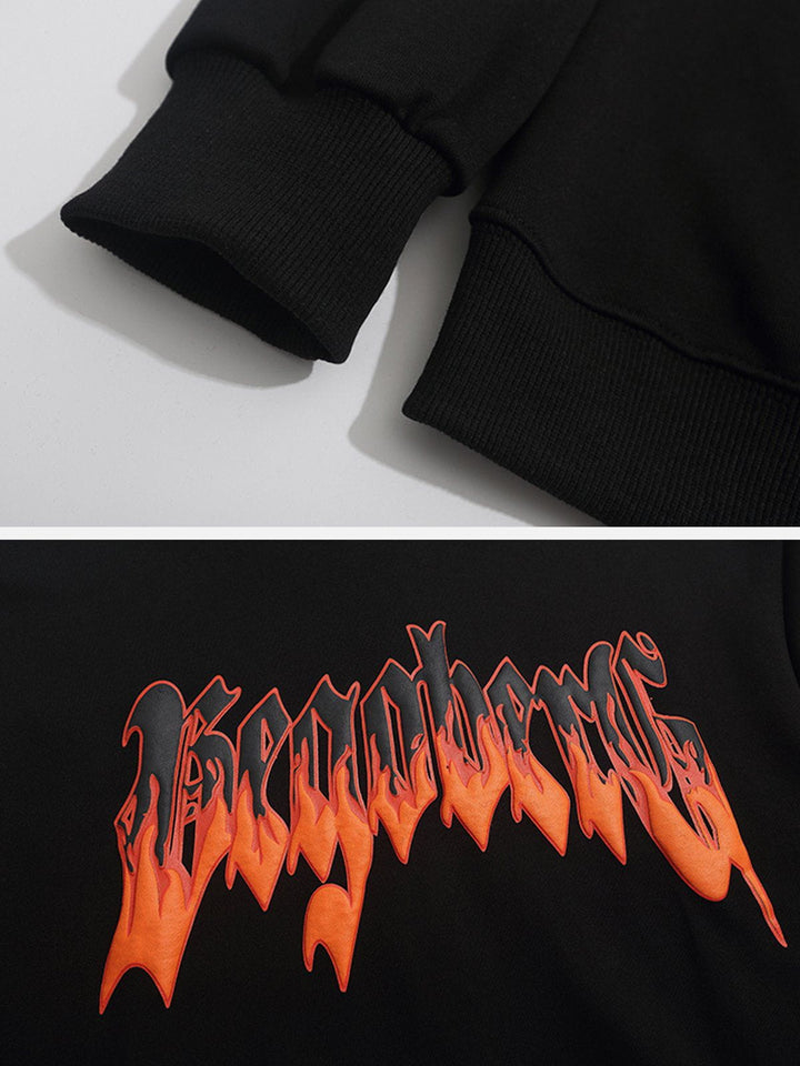 Thesclo - Flame Letters Foam Hoodie - Streetwear Fashion - thesclo.com