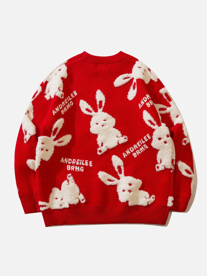 Thesclo - Flocked Rabbit Jacquard Sweater - Streetwear Fashion - thesclo.com