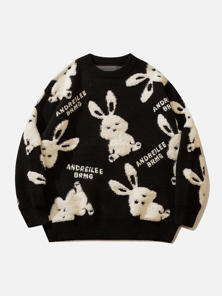 Thesclo - Flocked Rabbit Jacquard Sweater - Streetwear Fashion - thesclo.com