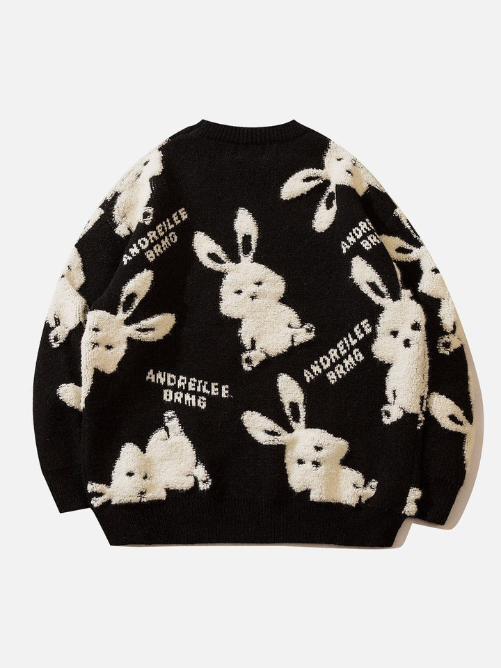 Thesclo - Flocked Rabbit Jacquard Sweater - Streetwear Fashion - thesclo.com