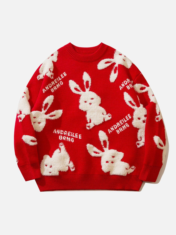 Thesclo - Flocked Rabbit Jacquard Sweater - Streetwear Fashion - thesclo.com