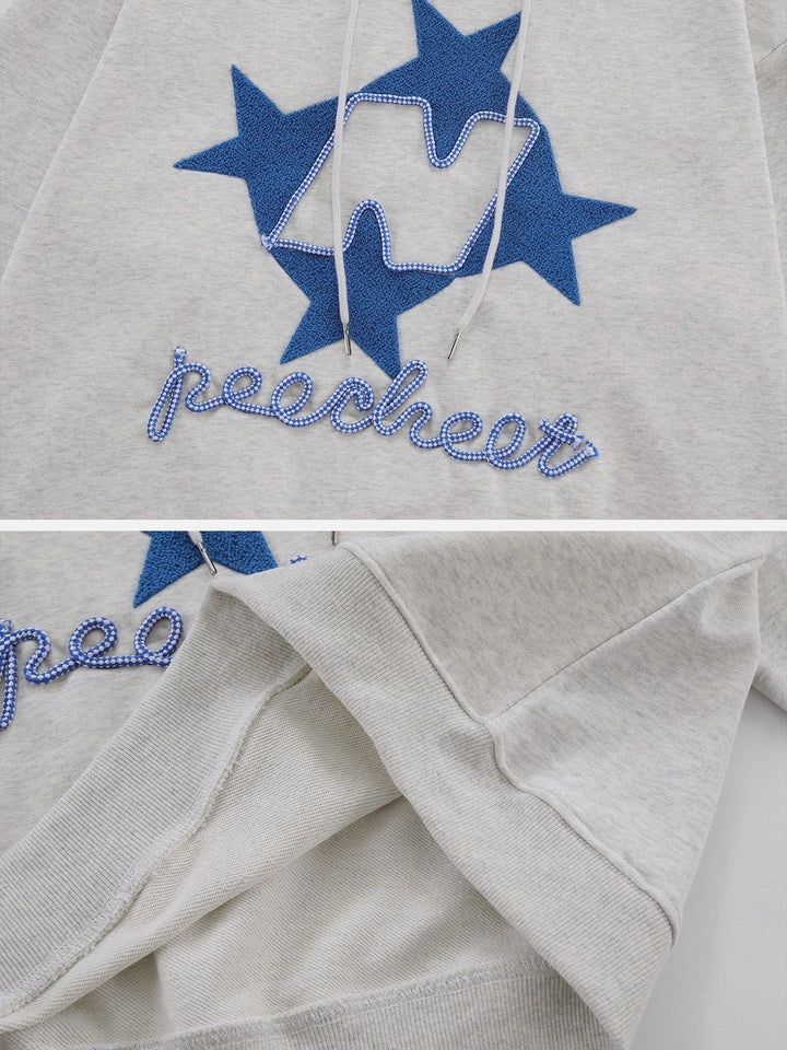 Thesclo - Flocked Stars Print Hoodie - Streetwear Fashion - thesclo.com