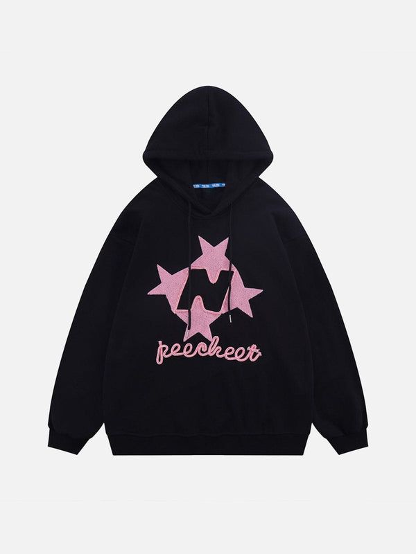 Thesclo - Flocked Stars Print Hoodie - Streetwear Fashion - thesclo.com