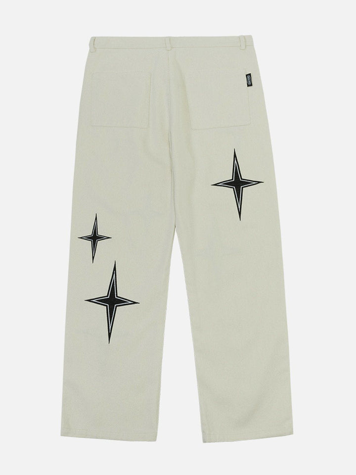 Thesclo - Four-pointed Star Print Pants - Streetwear Fashion - thesclo.com
