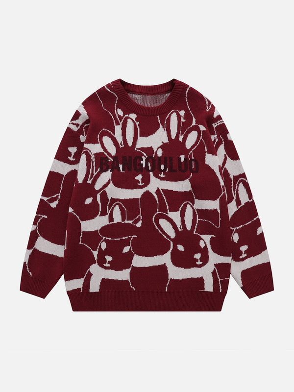 Thesclo - Full Rabbit Jacquard Knit Sweater - Streetwear Fashion - thesclo.com