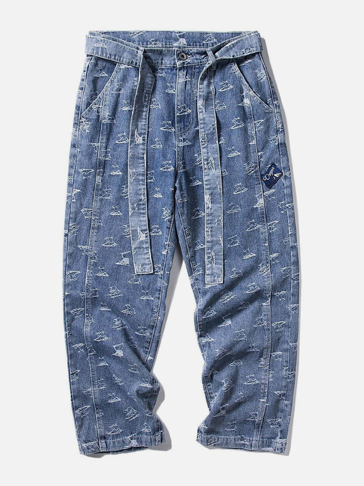 Thesclo - Full Small Print Jeans - Streetwear Fashion - thesclo.com