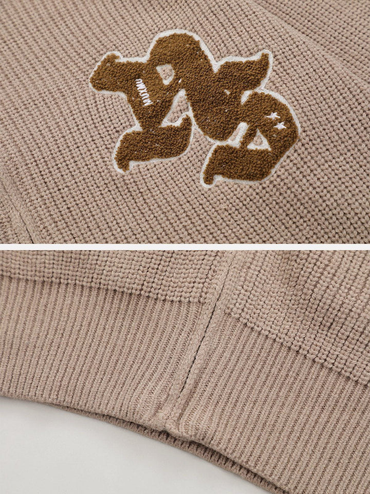Thesclo - Gothic Alphabet Embroidery Cardigan - Streetwear Fashion - thesclo.com