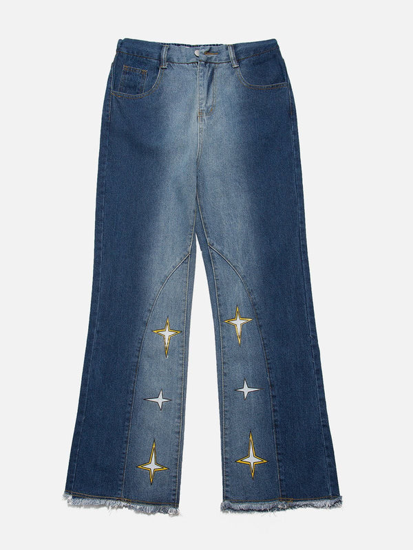 Thesclo - Gradient Star Graphic Jeans - Streetwear Fashion - thesclo.com