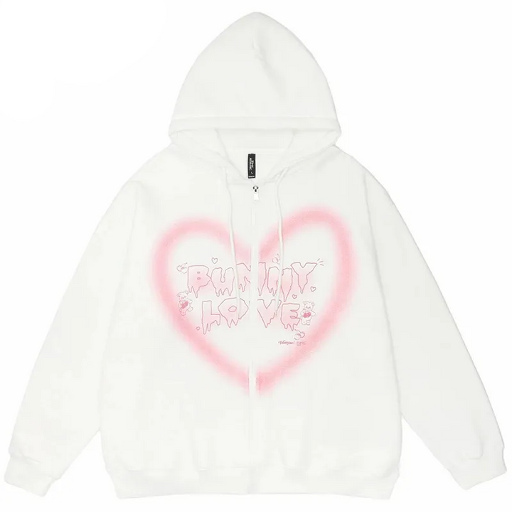 Thesclo - Graffiti Heart Letter Bear Print Hoodie - Streetwear Fashion - thesclo.com