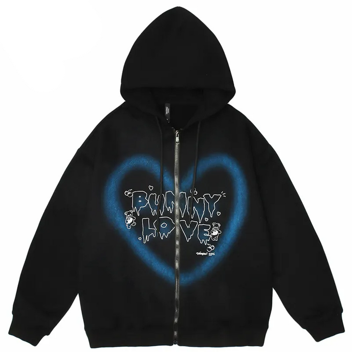 Thesclo - Graffiti Heart Letter Bear Print Hoodie - Streetwear Fashion - thesclo.com