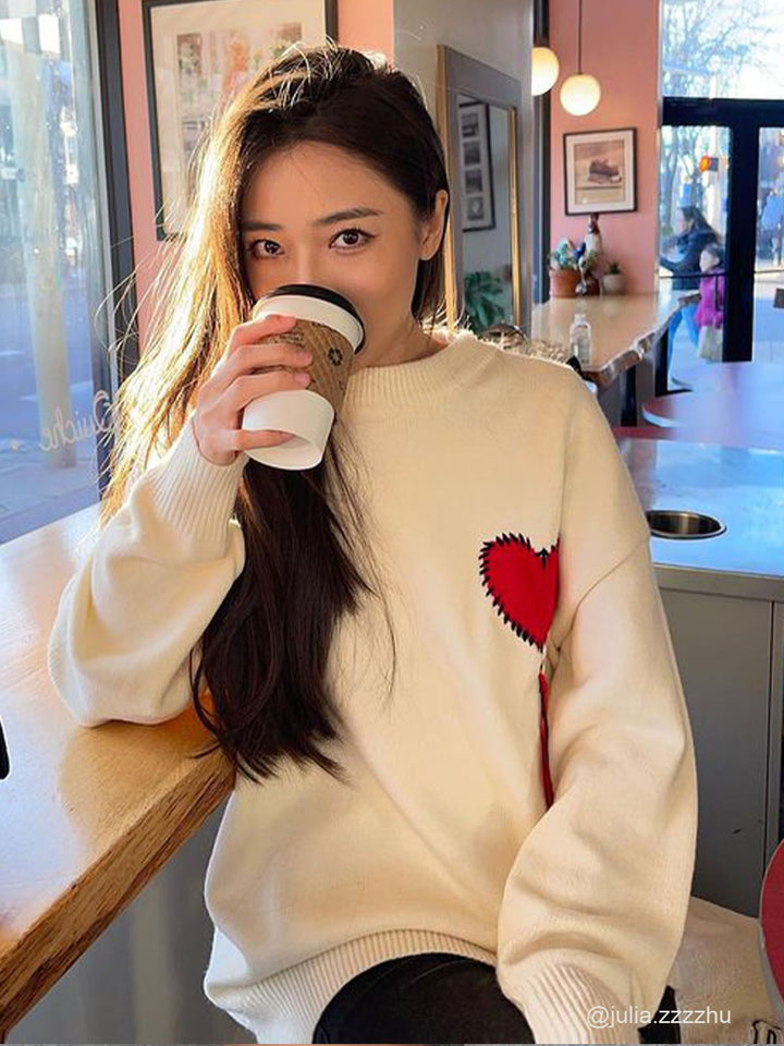 Thesclo - "Heart Choice" Knit Sweater - Streetwear Fashion - thesclo.com