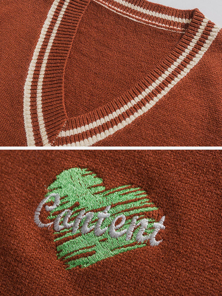 Thesclo - Heart Embroidered Sweater Vest - Streetwear Fashion - thesclo.com