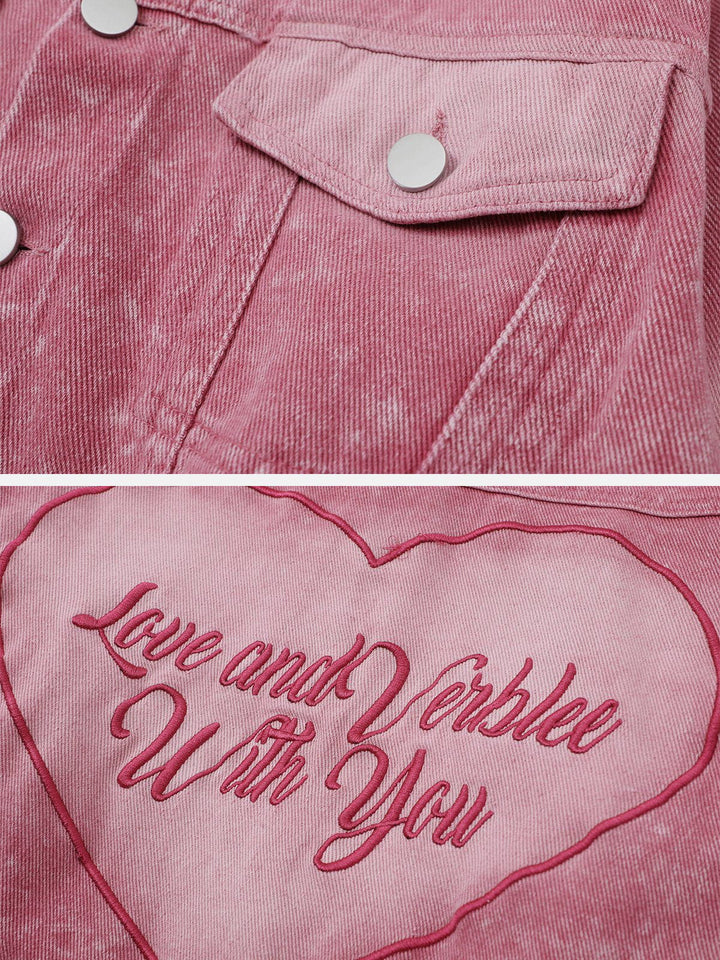 Thesclo - Heart Embroidery Jacket - Streetwear Fashion - thesclo.com