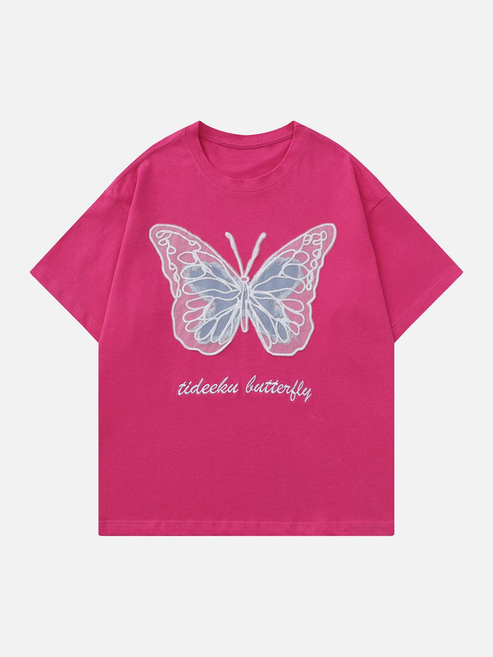 Thesclo - Hollow Mesh Butterfly Patch Tee - Streetwear Fashion - thesclo.com