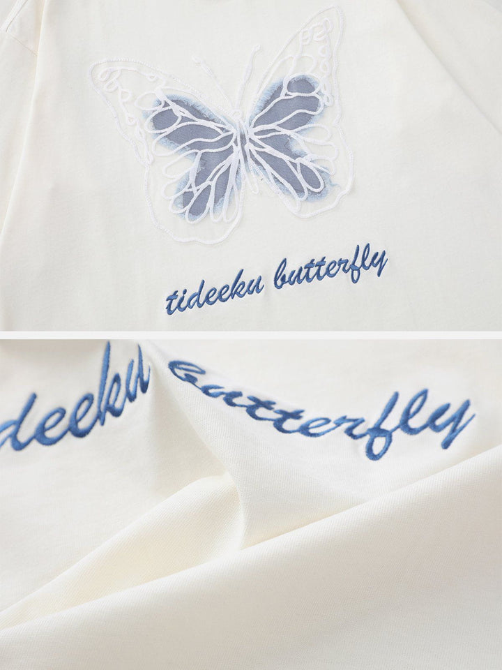 Thesclo - Hollow Mesh Butterfly Patch Tee - Streetwear Fashion - thesclo.com