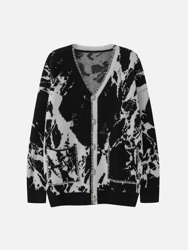 Thesclo - Ink And Water Style Embroidery Cardigan - Streetwear Fashion - thesclo.com