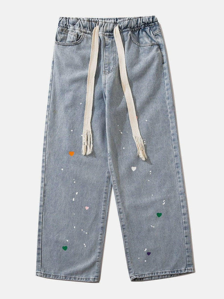 Thesclo - Inkjet Heart Jeans - Streetwear Fashion - thesclo.com