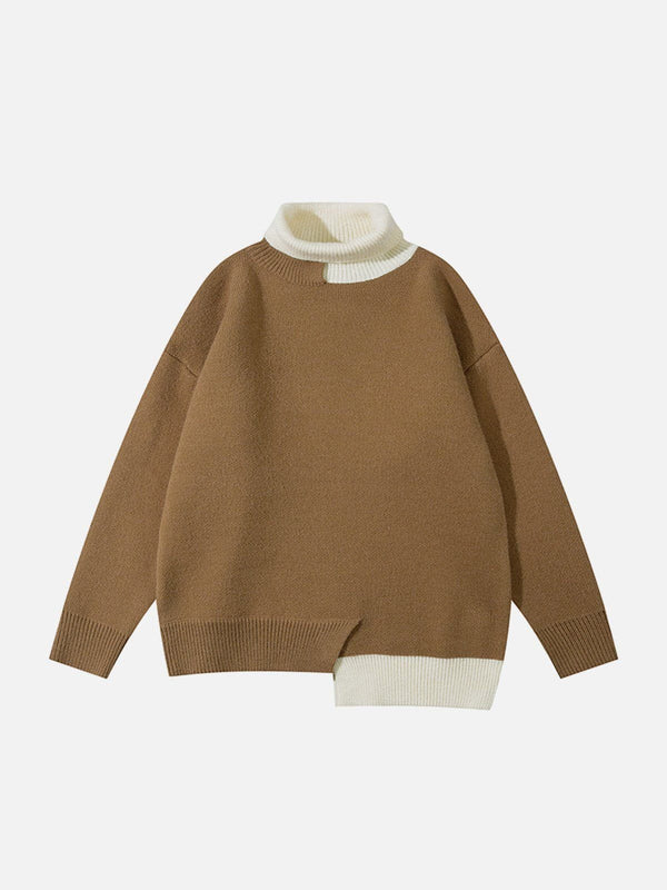 Thesclo - Irregular Fake Two-piece Knit Sweater - Streetwear Fashion - thesclo.com