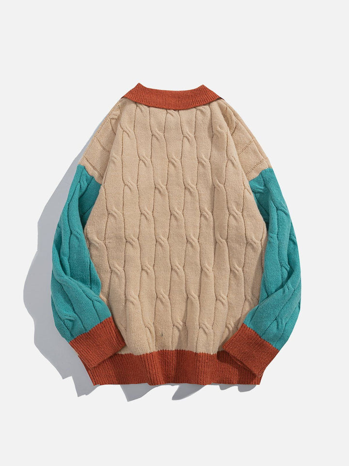 Thesclo - Jacquard Patchwork Sweater - Streetwear Fashion - thesclo.com