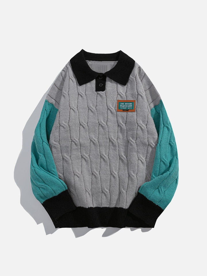 Thesclo - Jacquard Patchwork Sweater - Streetwear Fashion - thesclo.com