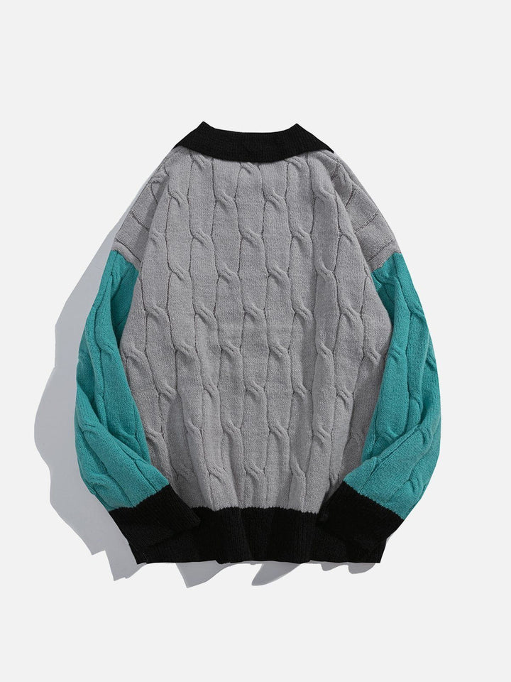 Thesclo - Jacquard Patchwork Sweater - Streetwear Fashion - thesclo.com