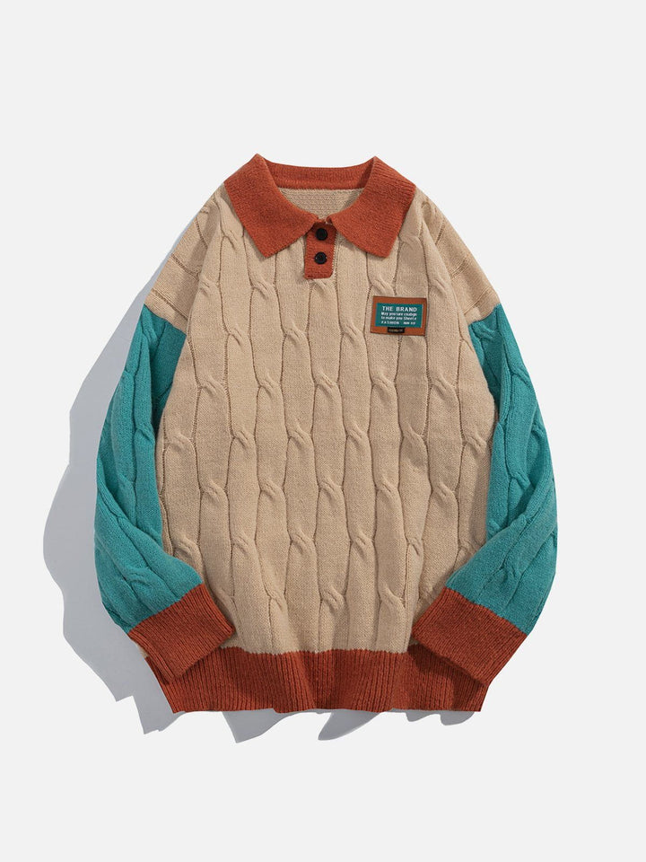 Thesclo - Jacquard Patchwork Sweater - Streetwear Fashion - thesclo.com