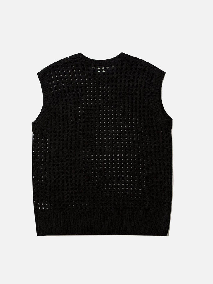 Thesclo - Knitted Cutout Sweater Vest - Streetwear Fashion - thesclo.com