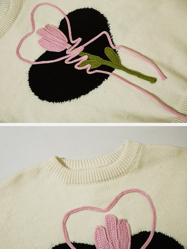 Thesclo - Knitted Flowers Sweater - Streetwear Fashion - thesclo.com