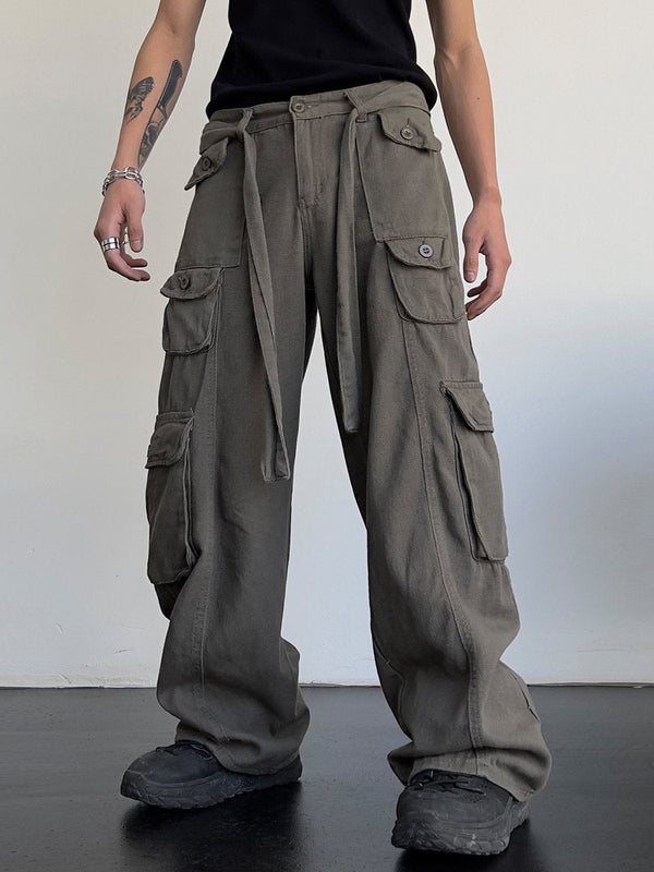 Thesclo - Large Pocket Webbing Cargo Pants - Streetwear Fashion - thesclo.com