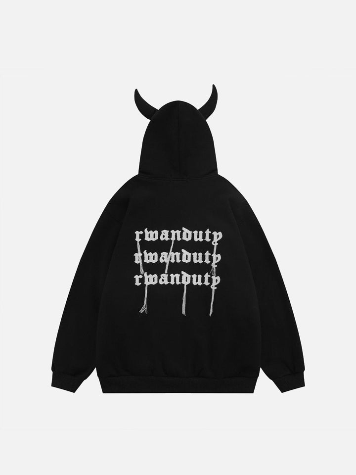 Thesclo - Letter Devil Head Hoodie - Streetwear Fashion - thesclo.com