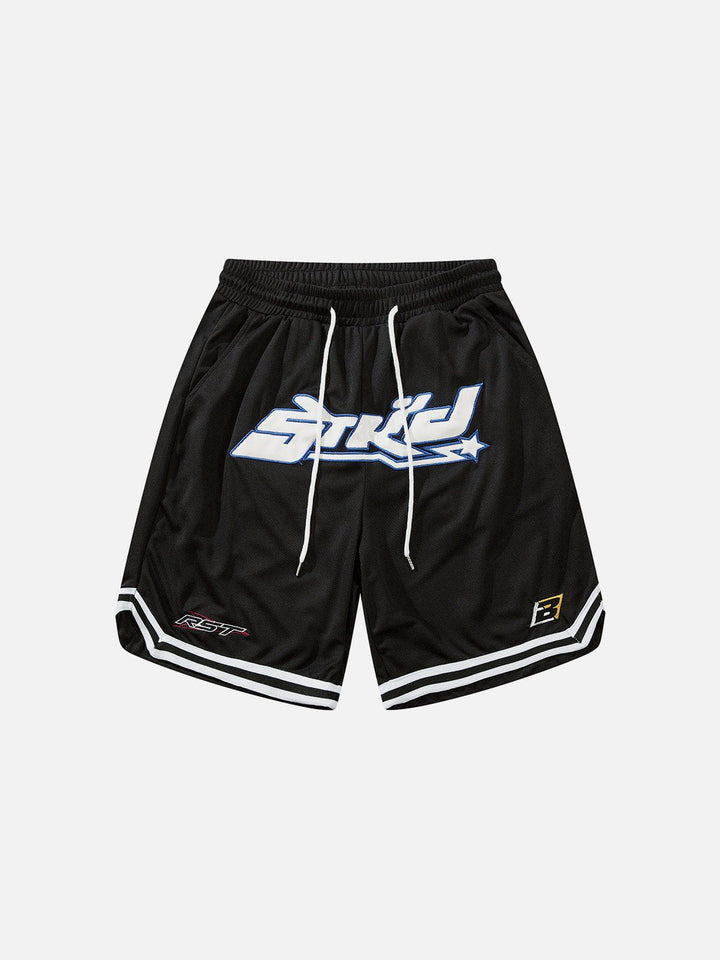 Thesclo - Letter Embroidered Stripes Shorts - Streetwear Fashion - thesclo.com