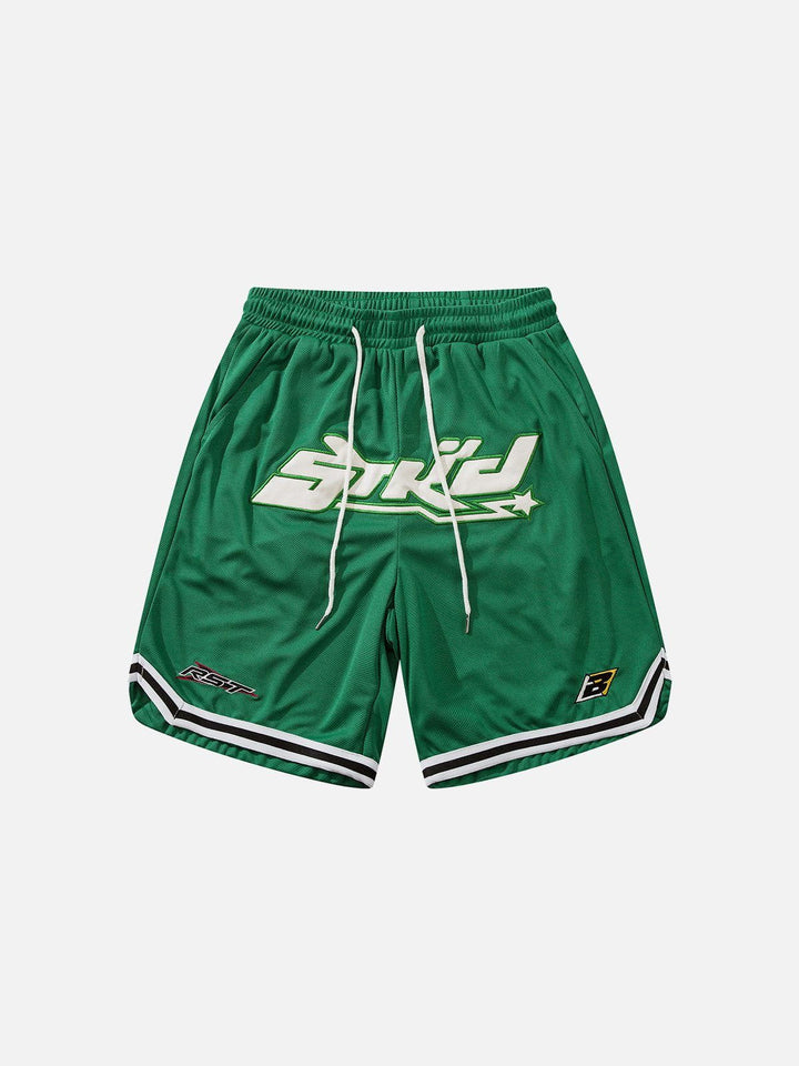 Thesclo - Letter Embroidered Stripes Shorts - Streetwear Fashion - thesclo.com