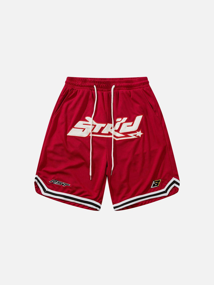 Thesclo - Letter Embroidered Stripes Shorts - Streetwear Fashion - thesclo.com